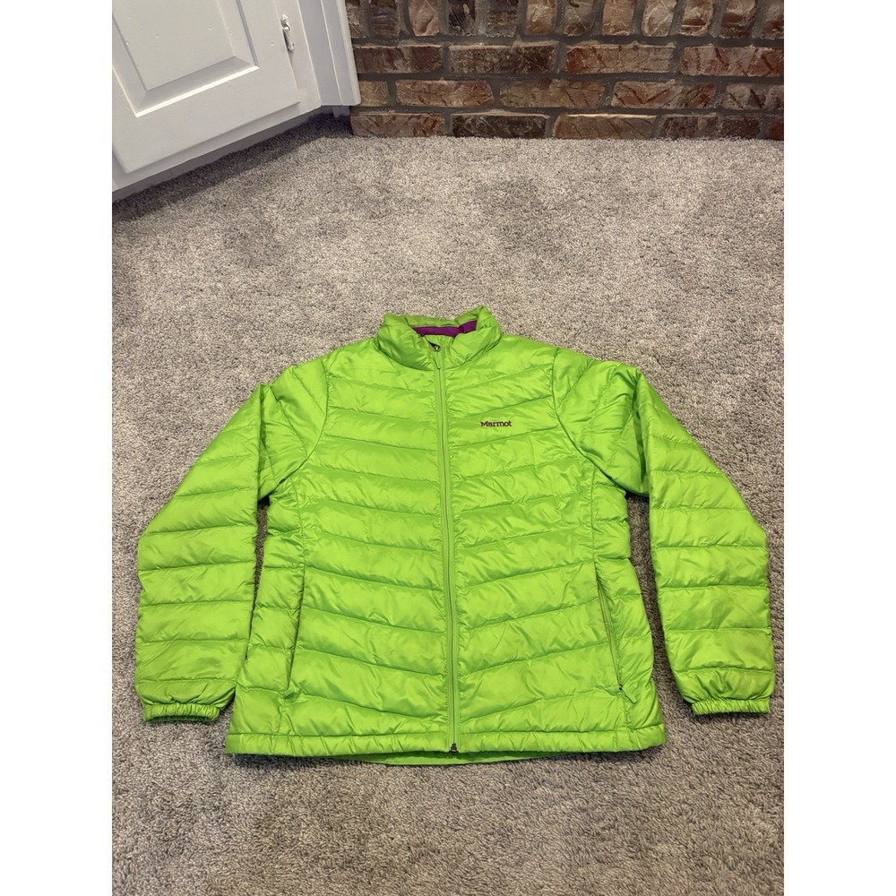 Marmot 700 Fill Down Jacket Women's XL Green/ Purple Full Zip *No Hood* *READ*